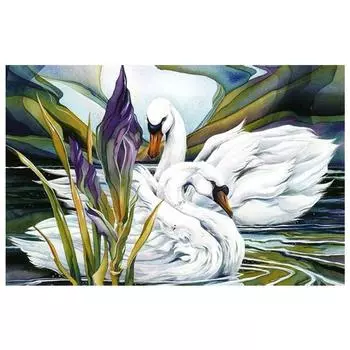 3D Алмазная вышивка Животное Лебедь Картина Вышивка крестиком Круглая картина со стразами Full Round 20x25CM