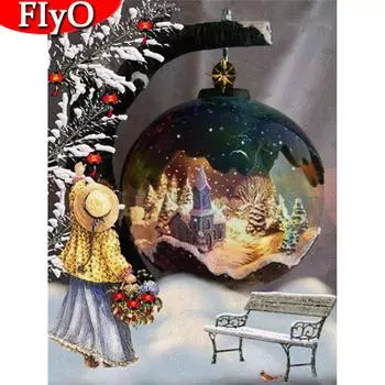 3D алмазная живопись снежный пейзаж полная квадратная алмазная вышивка зимняя девушка мозаика горный хрусталь картина декор для дома Full Round (20X30CM)