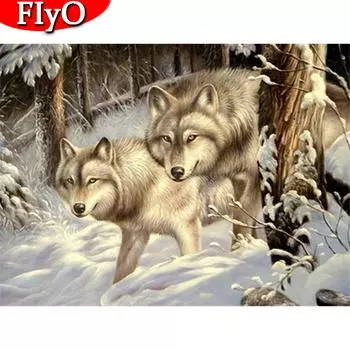 3D алмазная живопись волк вышивка зимняя мозаика животное изображение горный хрусталь декор для дома ремесло комплект Full Round 20X30CM