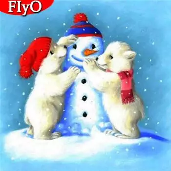 3D Алмазный Снеговик Рождественская Алмазная Вышивка Полная Круглая Квадратная Алмазная Картина Медведь Набор Для Рукоделия Декор Для Дома Full Round 30x30CM
