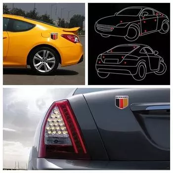 3D Алюминий Авто Эмблема Автомобиля Германия Немецкий Флаг Логотип Решетка Значок Наклейка Наклейка