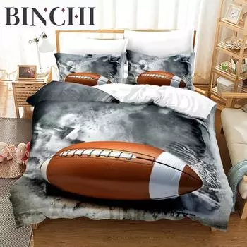 3D Американский футбол King Queen Пододеяльник Мяч Спортивный комплект постельного белья для детей подростков мальчиков любителей спорта 23 шт. полиэстер пододеяльник 70x133cm 2pcs