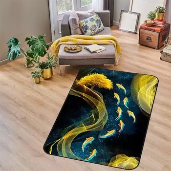 3D энергичный коврик для пола в виде рыбы, красный кои, ковер с карпом, роскошные коврики для гостиной, ковер с рыбой, золотой рыбкой, коврик для рыбы, домашний декор