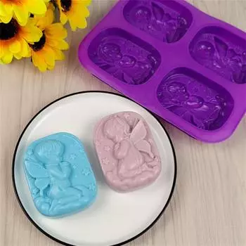 3D Ангел Мыло Силиконовая форма Прямоугольная Овальная Круглая бомбочка для ванны Инструмент Цветок Дерево жизни Ребенок Луна Солнце Волна Восковые расплавы Принадлежности для изготовления One Size фиолетовый