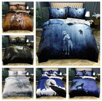 3D Animal Bedding Set Wolf Down Duvet Cover Pillowcase 2/3pc King Queen Bed Cover Set Kid Men s Gift Home Textile Baby 100x135cm