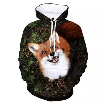 3D Animal Fox Print Hoodie для женщин Осенние толстовки с длинным рукавом Harajuku Топы Уличная одежда Пуловер с капюшоном Толстовка Одежда XXS