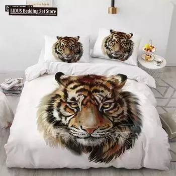 3D Animal Tigers Bedding Set 23PCS Soft Microfiber Queen King Twin Size Duvet Cover Set With Pillowcases Teens Boys Duvet Cover 70x133cm 2pcs