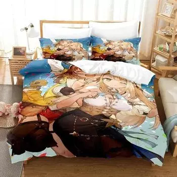 3D Anime Atelier Ryza 2 Lost Legends & the Secret Fairy Bedding Set Single Twin Full Queen King Size Bed Set Adult Kid Bedroom US King 264x228cm