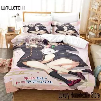 3D аниме Ayakashi Треугольный комплект постельного белья Single Twin Full Queen King Size Комплект постельного белья для взрослых и детей Спальня Пододеяльник Наборы домашнего текстиля 70x133cm 2pcs