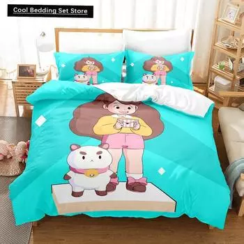 3D Anime Bee And Puppycat Bedding Set Single Twin Full Queen King Size Bed Set Adult Kid Bedroom Duvet cover Sets Home Textiles EU single(135x200cm)
