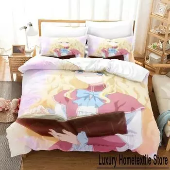 3D Anime Bibliophile Princess All season Bedding Set Single Twin Full Queen King Size Bed Set Adult Kid Bedroom Duvet cover Sets EU Single 135x200cm