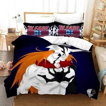 3d Anime Bleach Kurosaki Ichigo Bedding Set Boys Girls Twin Queen Size Duvet Cover Pillowcase Bed Kids Adult Home Textile EU Single 135x200cm
