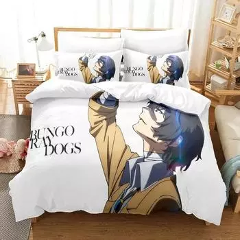 3D Anime Bungo Stray Dogs Bedding Set Double Twin King Duvet Cover Comforter Pillowcase Boys Girls Adults Bedroom Home Textiles 70x133cm 2pcs