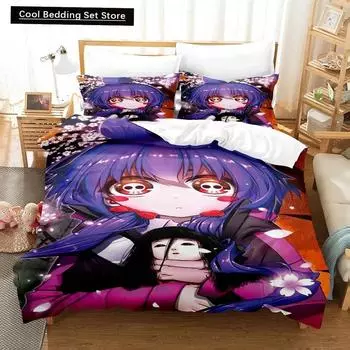 3D Anime Dark Gathering Bedding Set Duvet Cover Bed Set Quilt Cover Pillowcase Comforter king Queen Size Boys Adult Bedding Set EU single(135x200cm)