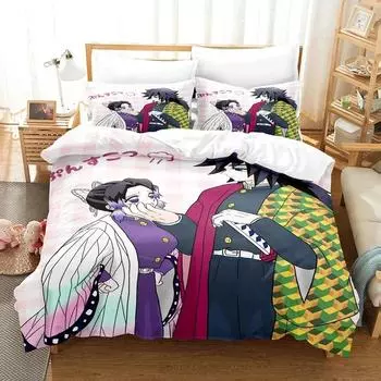 3D Anime Demon Slayer Kimetsu no Yaiba Bedding Sets Duvet Cover Set With Pillowcase Twin Full Queen King Bedclothes Bed Linen 70x133cm 2pcs
