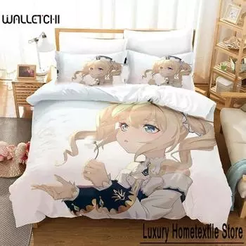 3D Anime Genshin Impact Arlecchino Bedding Set Duvet Cover Bed Set Quilt Cover Pillowcase Comforter king Queen Size Boys Adult 70x133cm 2pcs
