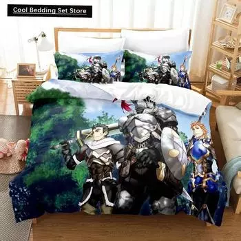 3D Аниме Убийца Гоблинов Постельное Белье Комплект Пододеяльник Комплект для Кровати Покрывало Наволочка Одеяло Кинг Размер Квин Размер Мальчики Взрослые Комплект Постельного Белья US Queen(228x228cm)