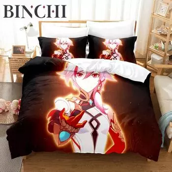 3D Anime Honkai Impact 3rd Bedding Set Printed Decorative Duvet Cover Set Bedclothes Quilt Cover Home For Aldult Teen 70x133cm 2pcs