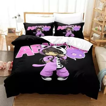 3D Anime Kawaii Girls Aphmaus Bedding Set Boys Girls Twin Queen Size Duvet Cover Pillowcase Bed Kids Adult Fashion Home Textiles 70x133cm 2pcs