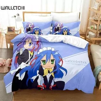 3D аниме Konata Izumi Lucky Star комплект постельного белья пододеяльник постельный комплект пододеяльник наволочка одеяло king size queen размер для мальчиков взрослых 70x133cm 2pcs