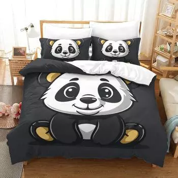 3D аниме милый мультяшный рисунок животного панда орел тигр океан одно большое пододеяльник наволочка кровать детский взрослый модный домашний комплект постельного белья... DE 135x200cm