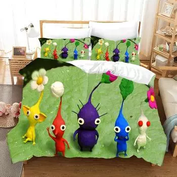3D Anime Pikmin Bedding Sets Duvet Cover Set With Pillowcase Twin Full Queen King Bedclothes Bed Linen 70x133cm 2pcs