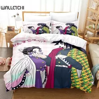 3D аниме-рассекатель демонов Kimetsu no Yaiba комплекты постельного белья пододеяльник с наволочкой Twin Full Queen King постельное белье постельное белье 70x133cm 2pcs