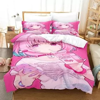 3D Anime Riamu Yumemi Bedding Set Duvet Cover Bed Set Quilt Cover Pillowcase Comforter king Queen Size Boys Adult Bedding Set EU Single 135x200cm
