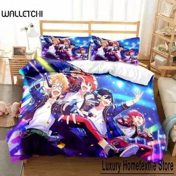 3D Anime Rock Band Ensemble Stars All Season Twin Bedding Set 3 Piece Comforter Set Bed Duvet Cover Double King Comforter Cover 70x133cm 2pcs