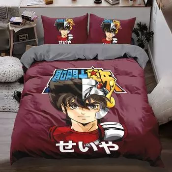 3D аниме Saint Seiya пододеяльник комплект, HD печать Saint Seiya пододеяльник наволочка king queen size для мальчиков взрослых спальня декор 135x200cm-2pcs