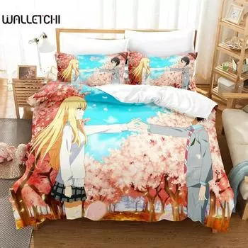 3D Anime Your Lie in April Bedding Set Kaori Miyazono Duvet Cover Bedroom Comforter Twin King _Size Quilt Cover Home Textiles 70x133cm 2pcs