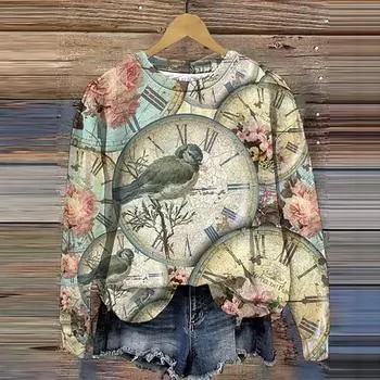 3D эстетика печать принт Swearshirts для женщин зимняя свободная толстовка с круглым вырезом женская повседневная уличная одежда Harajuku топы одежда S