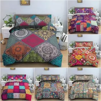 3D этнический комплект пододеяльников с мандалой, пододеяльник, геометрический цветочный узор, комплект постельного белья для спальни, King Twin Size, домашний текстиль Baby Size 133x70cm