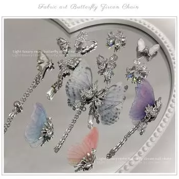 3D бабочка Стразы для ногтей Украшения для ногтей Металлические гвоздики для ногтей Украшения для ногтей Дизайн красоты для ногтей Подвески Подвески для ногтей Подарки 12