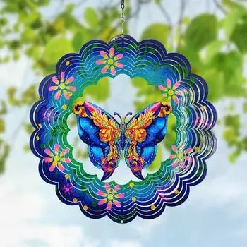 3D бабочка ветер Spinner украшение с крючком Крытый открытый сад двор крыльцо из нержавеющей стали C