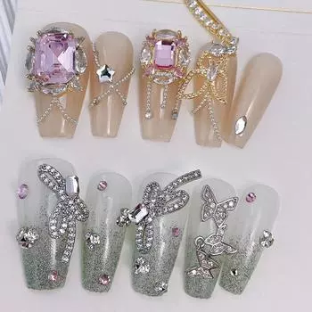 3D бабочки для ногтей Стразы Роскошные блестящие ногти Бриллианты Стразы Металлические украшения для ногтей для украшения ногтей из сплава H