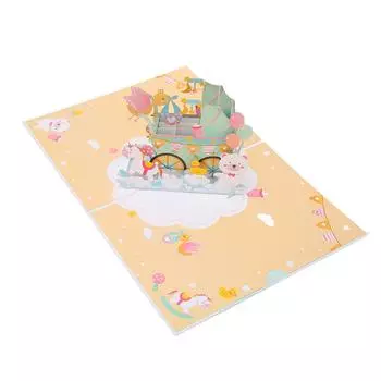 3D Baby Shower Card Cartoon Style Толстая бумага Детальная текстура 3D Поздравительные открытки для вечеринки A