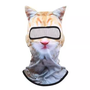 3D Балаклава с кошкой, милая балаклава с принтом животного и ушками, мотоциклетный головной убор, многофункциональная маска-капюшон на все лицо, велосипедный головной убор CHINA