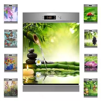 3D бамбуковая текущая вода, свеча, камень, посудомоечная машина, холодильник, морозильная наклейка, детская художественная крышка двери холодильника, обои, кухонный декор 45X82cm 18X32inch