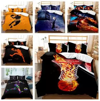 3D баскетбольная серия, домашний комплект постельного белья, баскетбольное действие, пододеяльник и наволочка, 2/3 предмета, AU/EU/DE, мужская комната, полноразмерное украшение для дома Baby 100x135cm