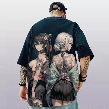 3D Beauty Print Мужская футболка Ретро модная одежда Уличная хип-хоп футболки Летняя дышащая футболка с коротким рукавом большого размера для мужчин S