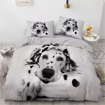 3D Bedding Sets Pets Dog Cute Duvet Quilt Cover Set Pillowcase King Queen Dalmatian Dogs Comforter Bed Linen Dropshipping 70x133cm 2pcs