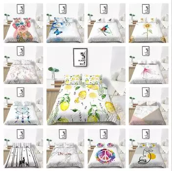 3D Белое постельное белье Белый фон Одеяло Чехол Наволочка 2 или 3 Двуспальная кровать Односпальная кровать Полноразмерная мягкая моющаяся застежка-молния Украшение дома Baby 100x135cm
