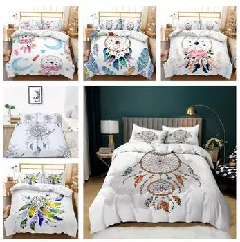 3D белый комплект постельного белья с белым фоном, красочной сеткой «Ловец снов» и пододеяльником и наволочкой 2 или 3 полноразмерных украшения для дома Baby 100x135cm