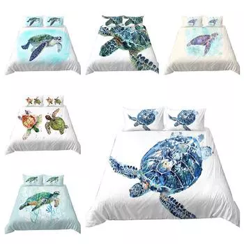 3D белый комплект постельного белья с черепаховым принтом, пододеяльник, наволочка, двуспальная кровать, полноразмерное покрывало, моющийся, удобное украшение для дома Baby 100x135cm