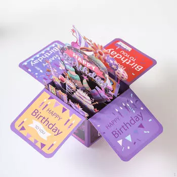 3D-открытка на день рождения, подарочные карты, подарки ручной работы для мужа розовый