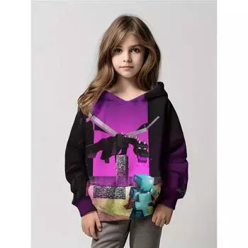 3D Block Game Battle Толстовки Печатные High Street Fashion Дети Повседневные Удобные Свободные Пальто с Надписью Осенне-Зимняя Одежда 100cm