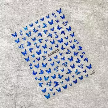 3D Blue Green Butterfly Nail Art Stickers Nail Art Decoration Diy Self-Adhesive Nail Sticker Nail Art Supply Manicure Tool синий