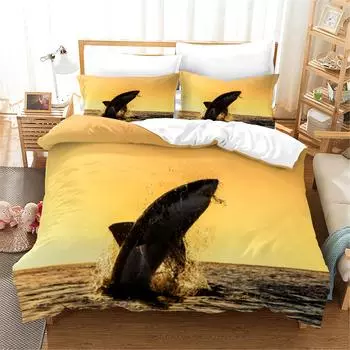3D Blue Ocean Sharks пододеяльник с наволочкой комплект постельного белья односпальная двуспальная кровать двуспальная кровать размера «king-size» для декора спальни cot size 70x133cm