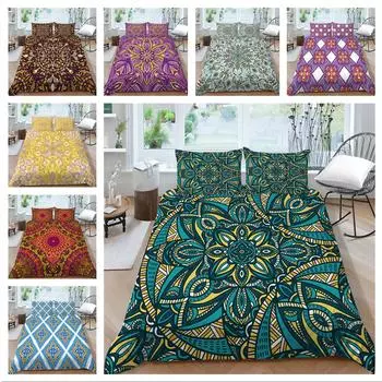 3D богемное постельное белье с принтом, односпальная двуспальная кровать, полноразмерная наволочка с тропическим узором и пододеяльник, удобное украшение для дома UK Single 135x200cm